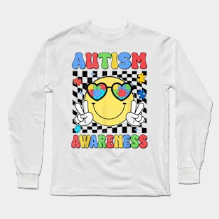 Retro Groovy Autism Awareness Long Sleeve T-Shirt